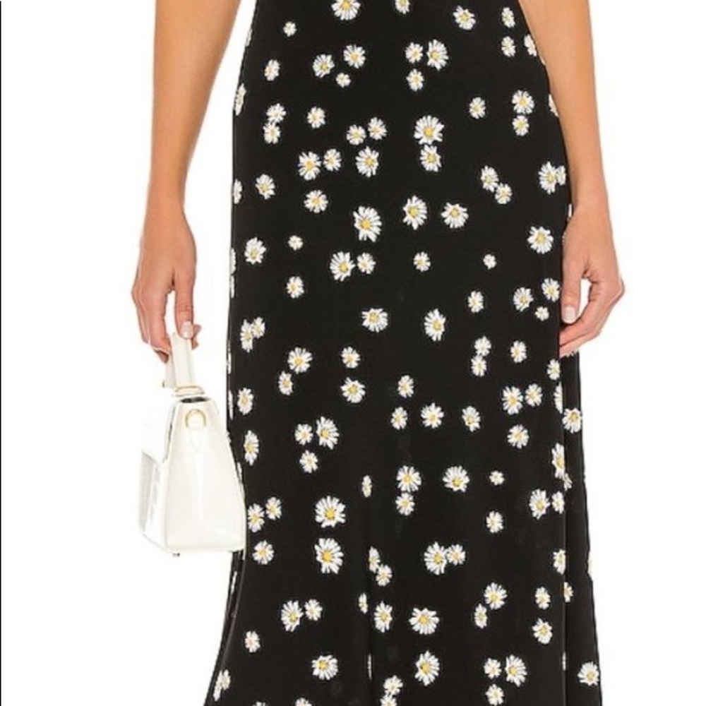 Sanctuary black midi skirt with daisies